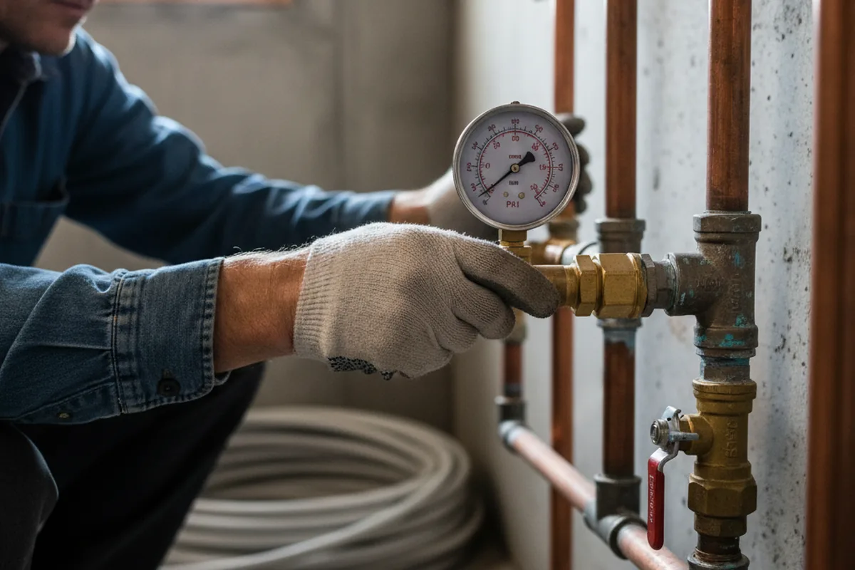 Pressure testing a repaired line during Water Line Repair in Ypsilanti
